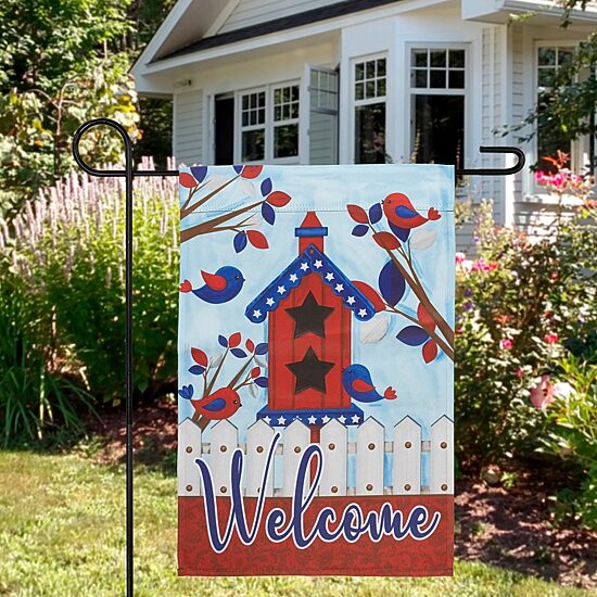 Northlight 18" Birds And Birdhouse "Welcome" Outdoor Garden Flag