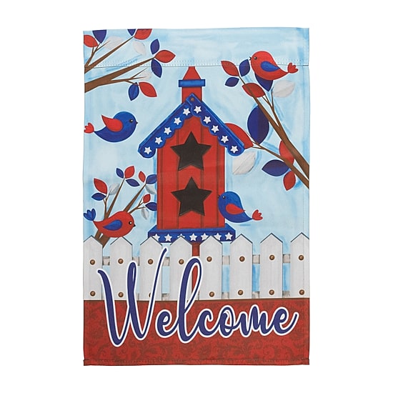 Northlight 18" Birds And Birdhouse "Welcome" Outdoor Garden Flag
