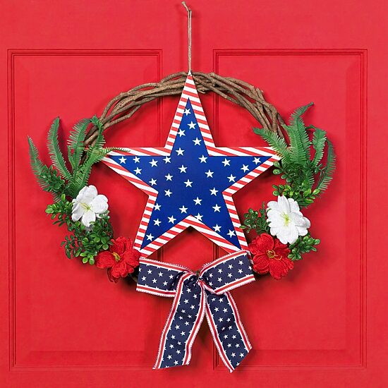 Northlight 24" Star Floral Twig Wreath