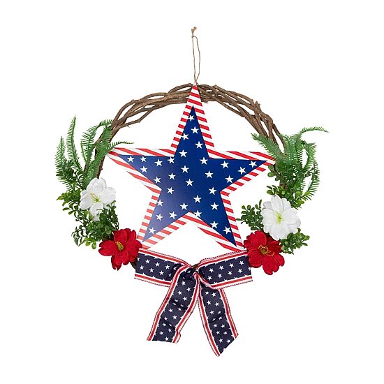 Northlight 24" Star Floral Twig Wreath