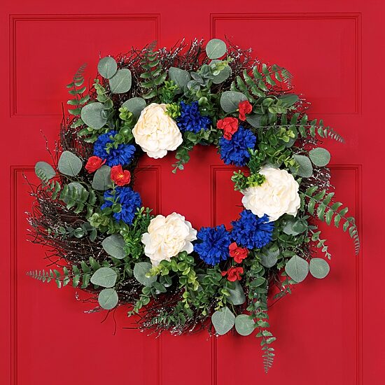 Northlight 24" Mixed Foliage And Florals Artificial - Unlit Wreath