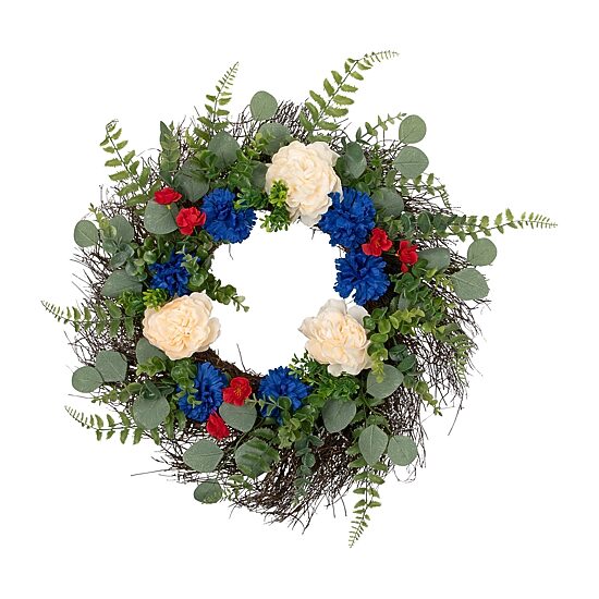 Northlight 24" Mixed Foliage And Florals Artificial - Unlit Wreath