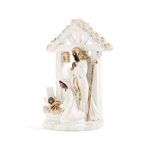 North Pole Trading Co . African American White Nativity Set