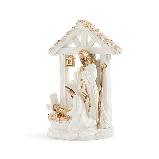 North Pole Trading Co. 9.45" White Nativity Nativity Set