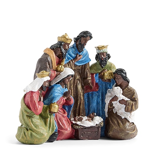 North Pole Trading Co. 6.5" African American Multi Colored Nativity Set
