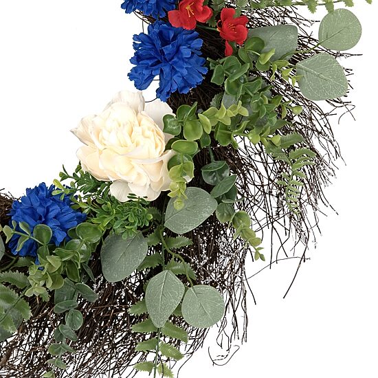 Northlight 24" Mixed Foliage And Florals Artificial - Unlit Wreath