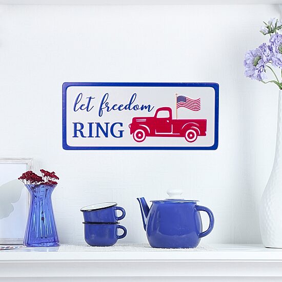 Northlight 12" Metal "Let Freedom Ring" Wall With Truck Wall Sign