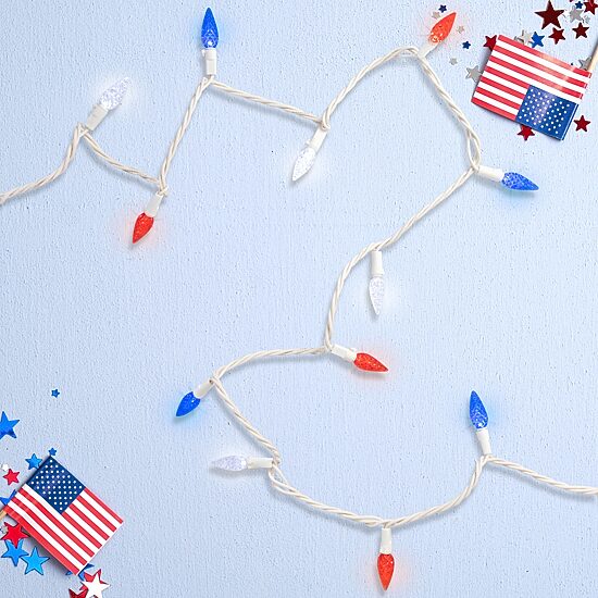 Northlight 16.5ft Led C6 Faceted - Red White And Blue String Lights