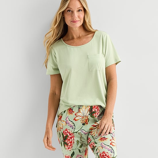 Liz Claiborne Womens Short Sleeve 2-pc. Pajama Set