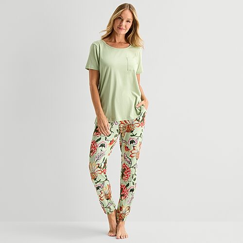 Liz Claiborne Womens Short Sleeve 2-pc. Pajama Set, X-small, Green