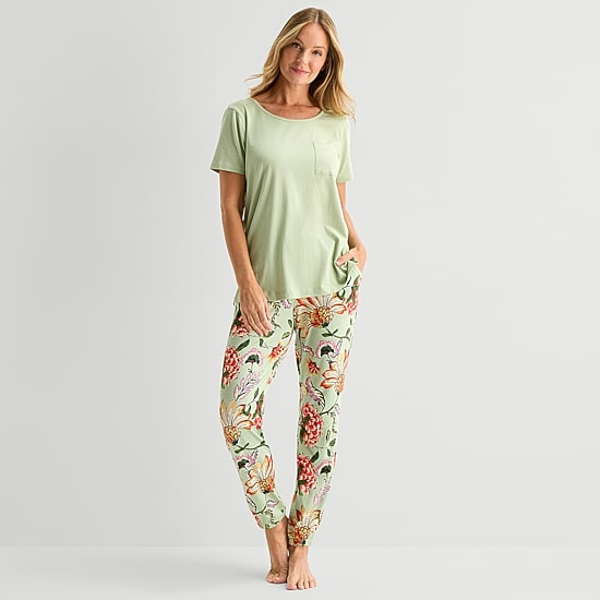 Liz Claiborne Womens Short Sleeve 2-pc. Pajama Set