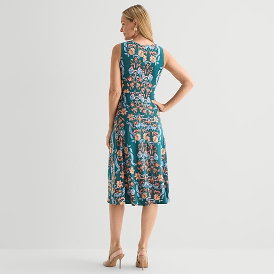 Danny & Nicole Womens Midi Floral Jacket Dress