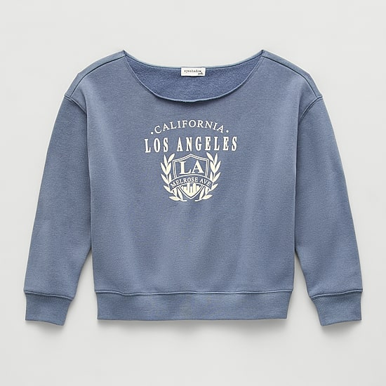 Eyeshadow Big Kid Girls Boat Neck Fleece Long Sleeve Sweatshirt