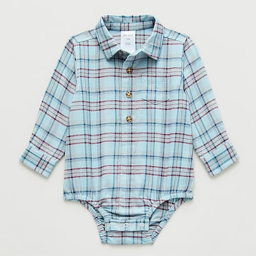 Okie Dokie Baby Boys Long Sleeve Bodysuit In Blue