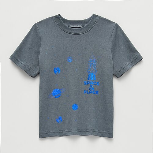 Okie Dokie Toddler & Little Boys Round Neck Short Sleeve Regular Fit Graphic T-Shirt, 5t, Gray