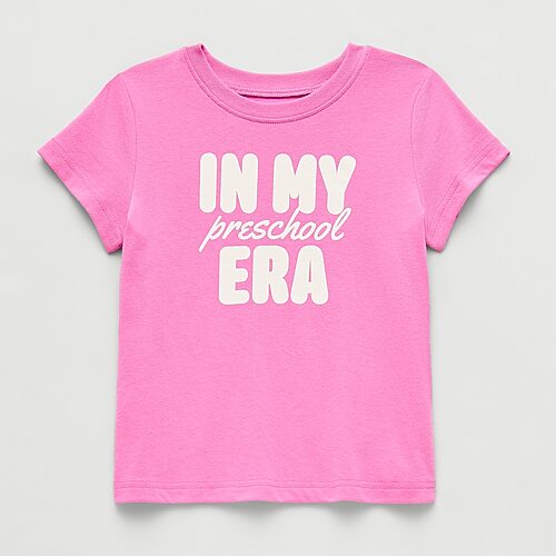 Okie Dokie Toddler & Little Girls Round Neck Short Sleeve Classic Fit Graphic T-Shirt, 4t, Pink