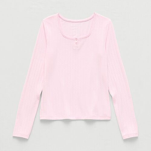 Thereabouts Little & Big Kid Girls Square Neck Long Sleeve T-shirt In Pink