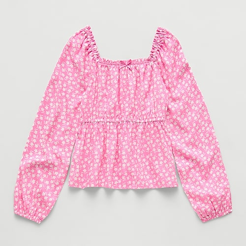 Thereabouts Kids' Girls Square Neck Long Sleeve Blouse In Pink