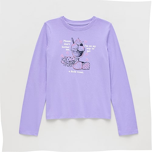 Thereabouts Little & Big Kid Girls Crew Neck Short Sleeve Classic Fit Graphic T-shirt In Purple