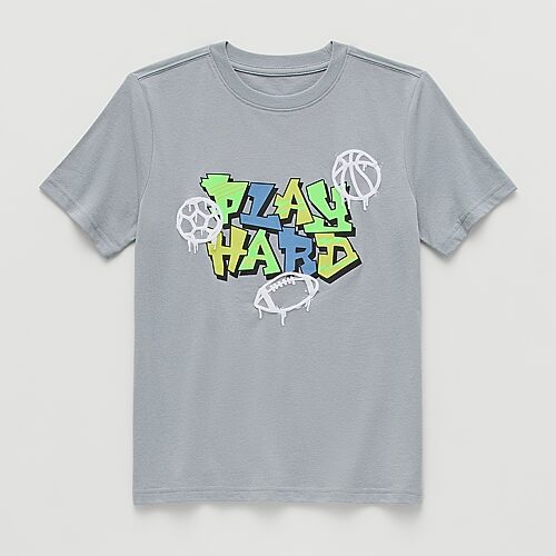 Xersion Little & Big Kid Boys Crew Neck Short Sleeve Regular Fit Graphic T-shirt In Gray