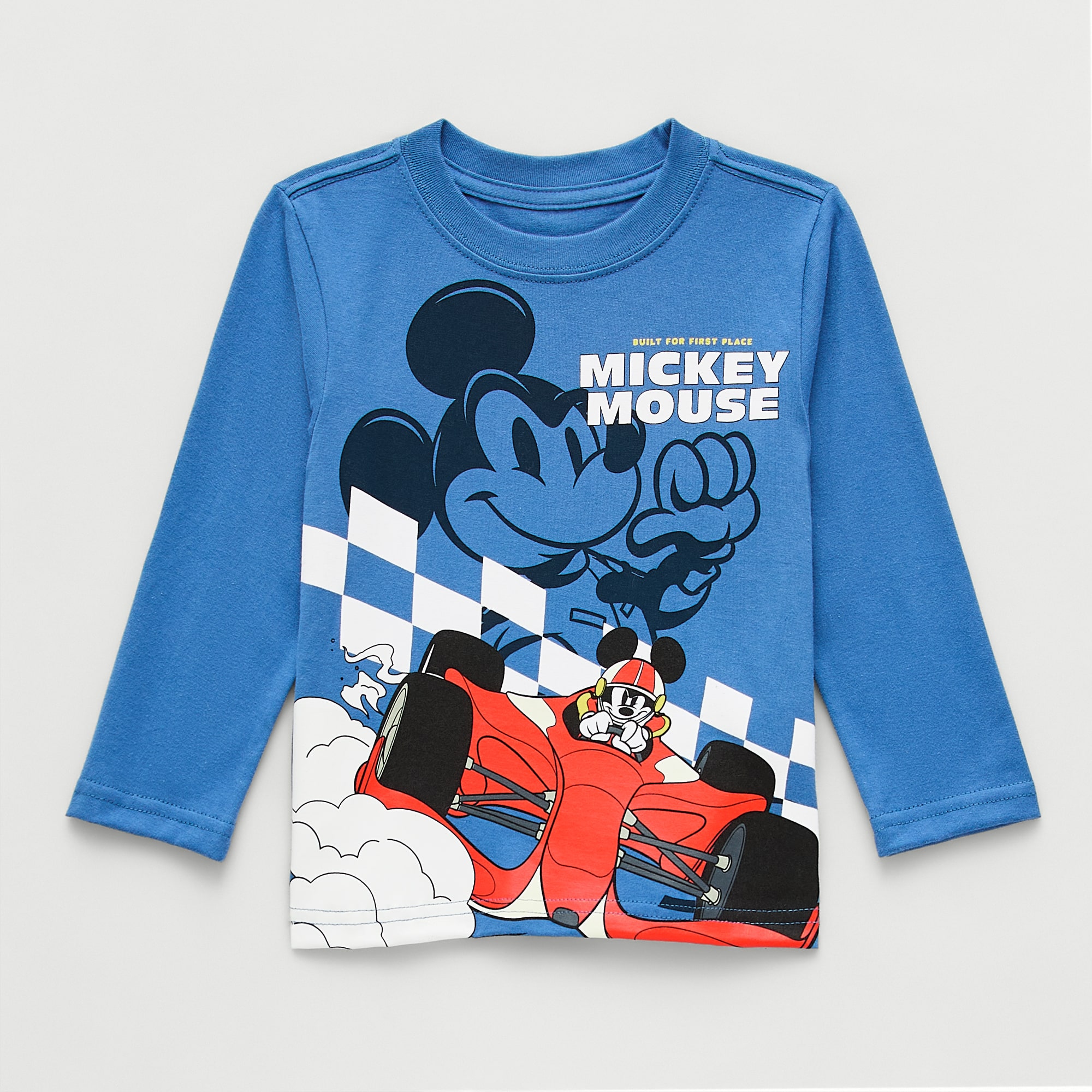 Toddler Boys Crew Neck Long Sleeve Regular Fit Mickey Mouse Graphic T-Shirt