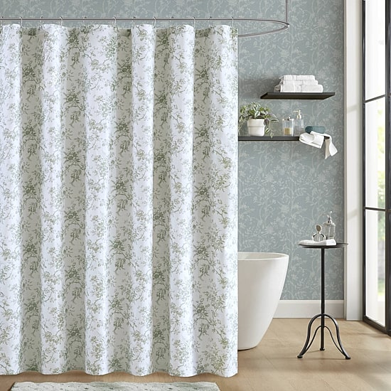 Laura Ashley Walled Garden Textured Floral Shower Curtain