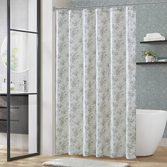 Laura Ashley Walled Garden Textured Floral Shower Curtain