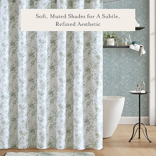 Laura Ashley Walled Garden Textured Floral Shower Curtain