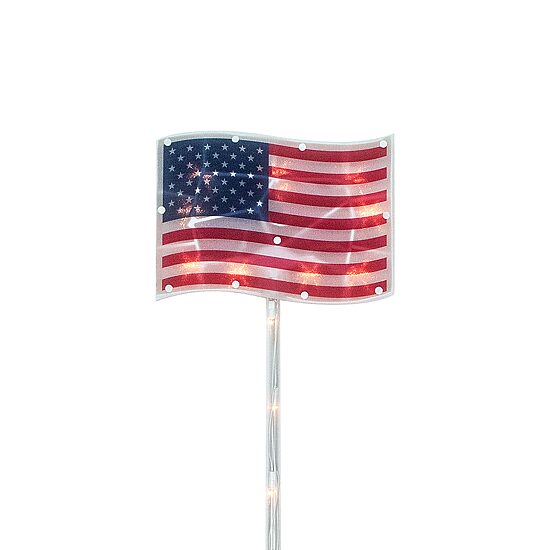 Northlight 28" Lighted Flags - Clear 4th of July Yard Art