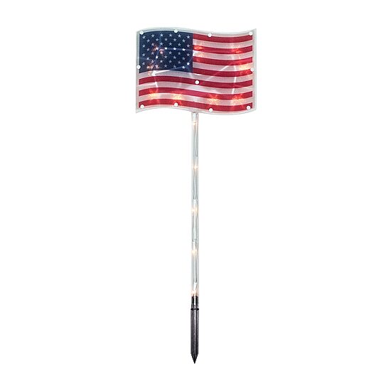 Northlight 28" Lighted Flags - Clear 4th of July Yard Art