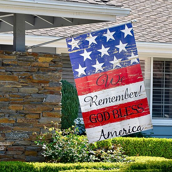 Northlight 40" Stars And Stripes "We Remember God Bless America" House Flags
