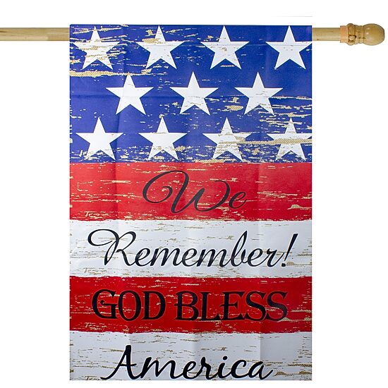 Northlight 40" Stars And Stripes "We Remember God Bless America" House Flags