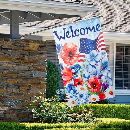 Northlight 40" Floral "Welcome" Outdoor House Flags