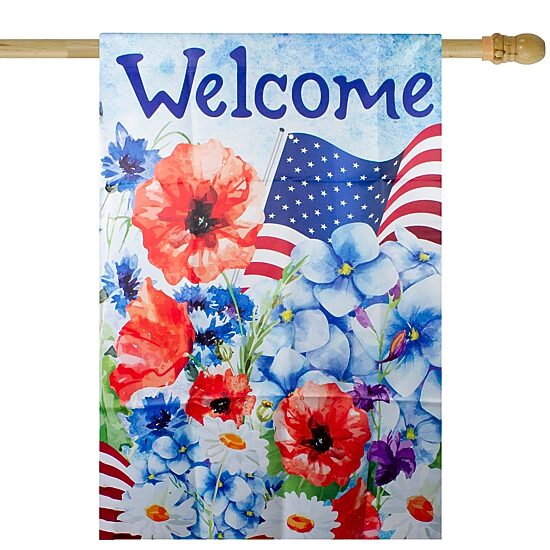 Northlight 40" Floral "Welcome" Outdoor House Flags
