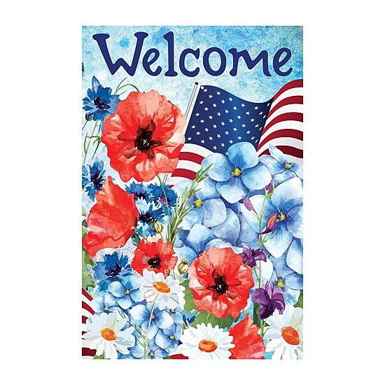 Northlight 40" Floral "Welcome" Outdoor House Flags