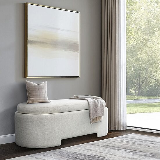 Martha Stewart Leslie Storage Bench in Ivory