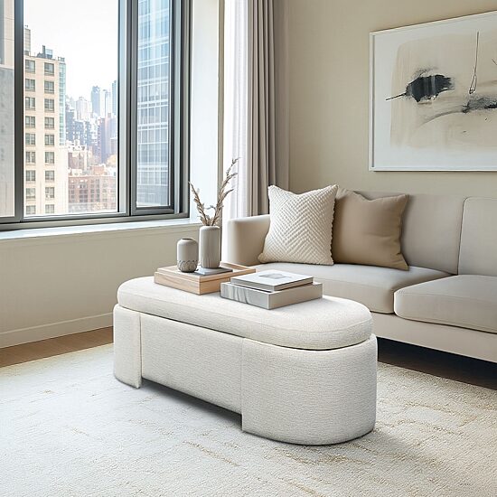 Martha Stewart Leslie Storage Bench in Ivory