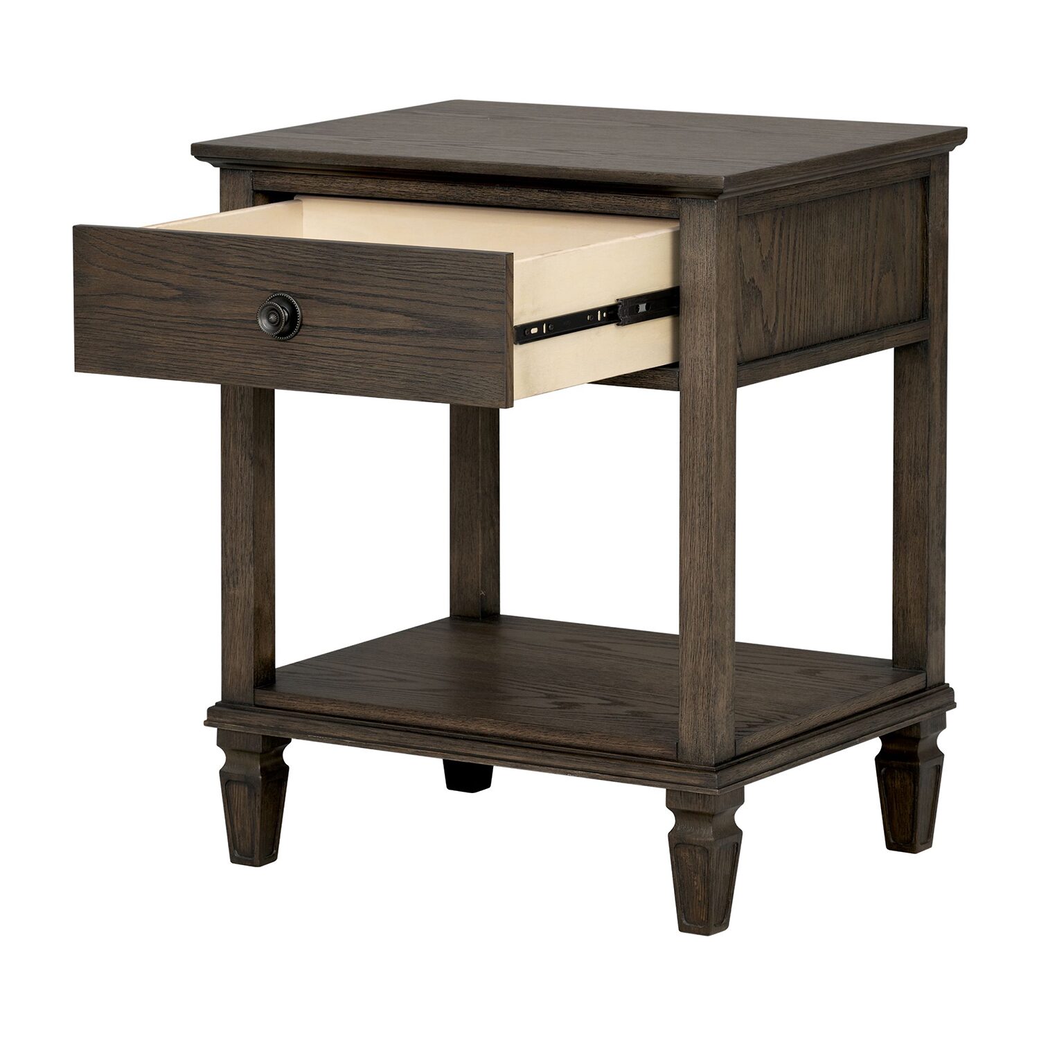 Madison Park Signature Victoria One-Drawer Wood Bedside Table With Shelf 1-Drawer Nightstand