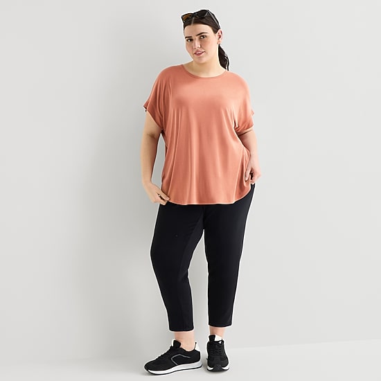 Stylus Womens Plus Crew Neck Short Sleeve T-Shirt