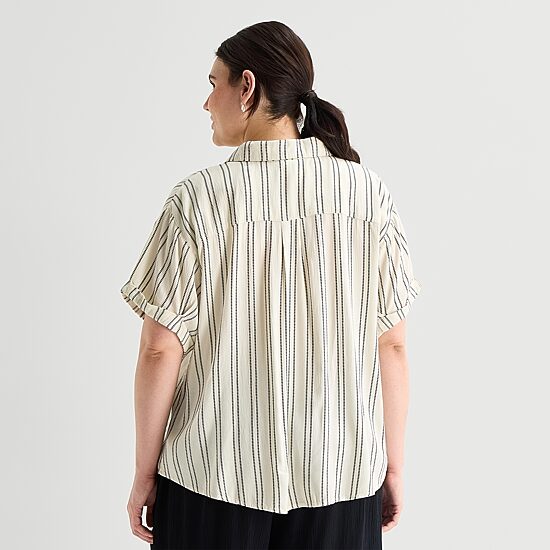 A.N.A Womens Plus Short Sleeve Blouse