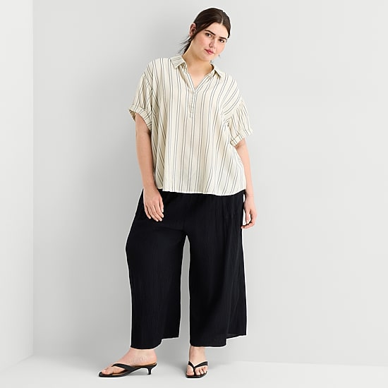 A.N.A Womens Plus Short Sleeve Blouse