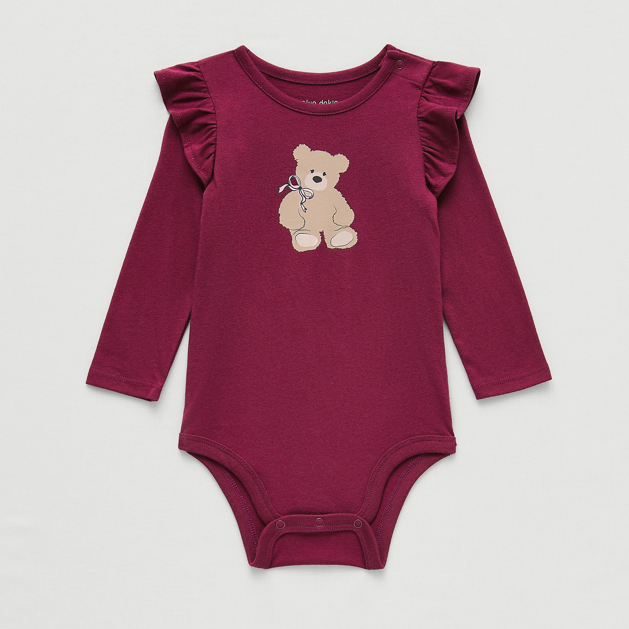 Okie Dokie Baby Girls Round Neck Long Sleeve Bodysuit