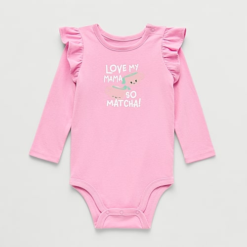 Okie Dokie Baby Girls Round Neck Long Sleeve Bodysuit In Pink