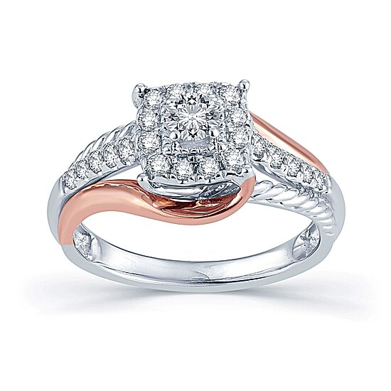 1/2 CT.T.W. Natural Diamond 14K Two-Tone Gold Engagement Ring