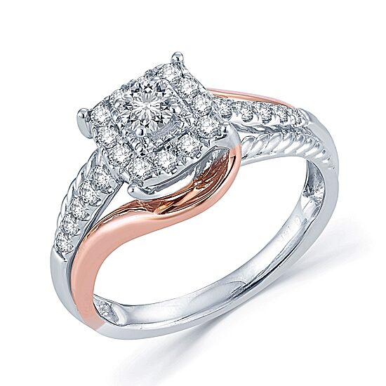 1/2 CT.T.W. Natural Diamond 14K Two-Tone Gold Engagement Ring