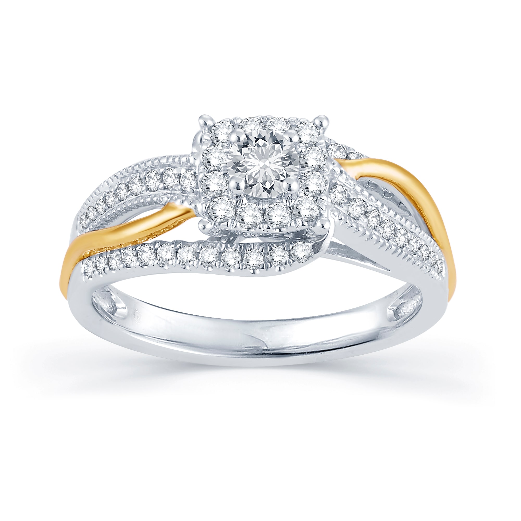Womens 1/2 CT. T.W. Natural White Diamond 14K Gold Cushion Halo Engagement Ring
