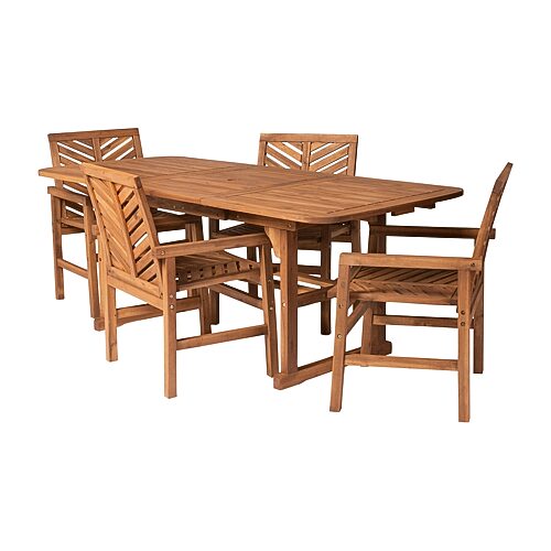 Walker Edison Vincent Collection 5-piece Patio Dining Set In Brown