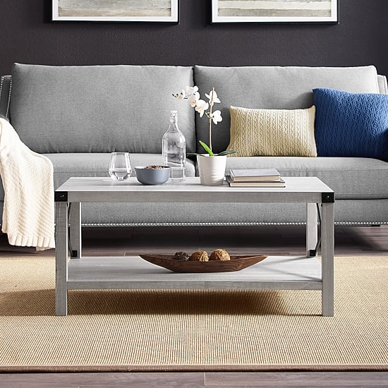 Metal X Rustic Wood Coffee Table