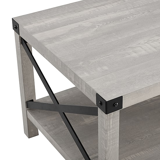 Metal X Rustic Wood Coffee Table