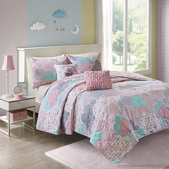 Intelligent Design Bliss Reversible 100% Cotton Quilt Set With Throw Pillows
